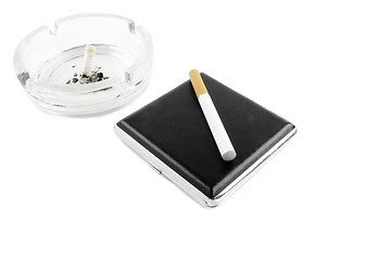 Image showing electric cigarette and a real cigarette concept