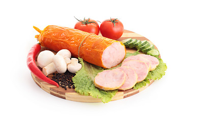 Image showing fresh chicken meat sausage