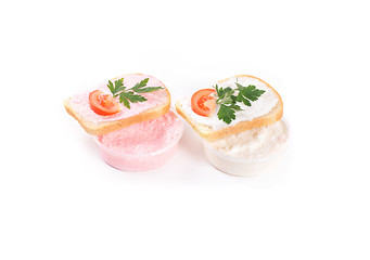 Image showing toast with tomato and fish caviar cream