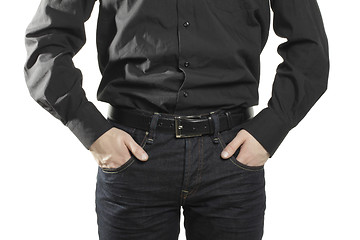 Image showing businessman with hands inpockets isolated