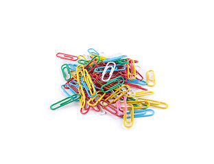 Image showing colored paper clips isolated on white