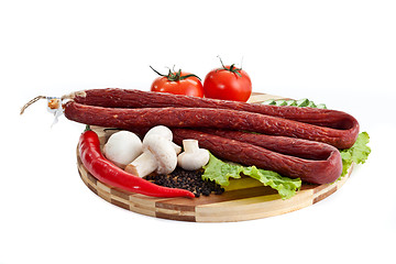 Image showing sausages in coposition with vegetables