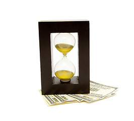 Image showing sand-glass and dollar. Concept - time is money