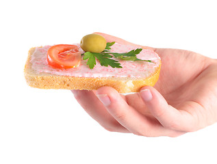 Image showing man holding delicious toast