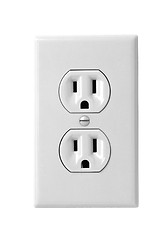 Image showing white electric wall outlet receptacle