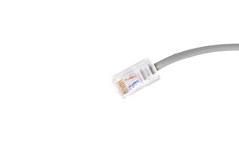 Image showing grey ethernet network RJ45 cable plug isolated