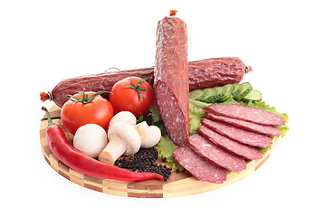 Image showing sliced sausage with vegetables