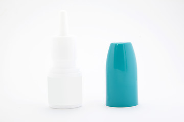 Image showing Bottle of nose drops isolated on white