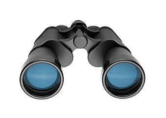 Image showing Binoculars and blue sky, concept