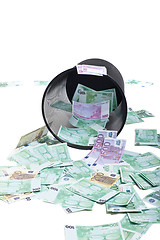 Image showing inverted basket of money