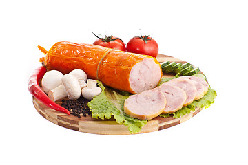 Image showing sliced sausage with vegetables