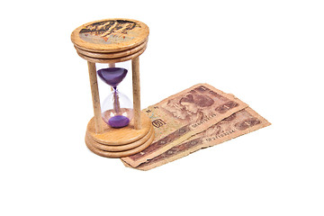 Image showing Hour Glass with old money