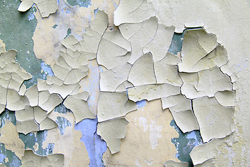 Image showing Old paint peeling from wall close up