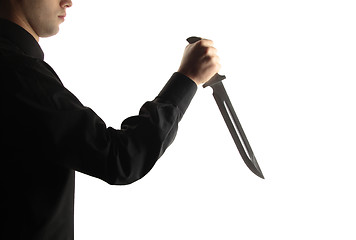 Image showing Man hold knife - aggression