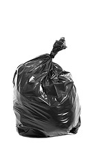 Image showing Black garbage bag isolated on white