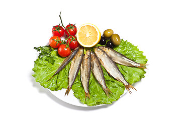 Image showing kipper fish on composition with vegetables