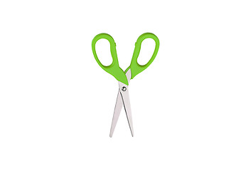 Image showing Green scissors isolated on white background