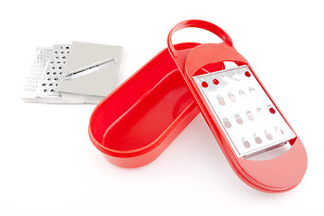 Image showing Red grater with blades