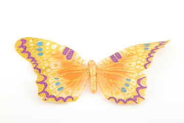 Image showing Yellow butterfly on white