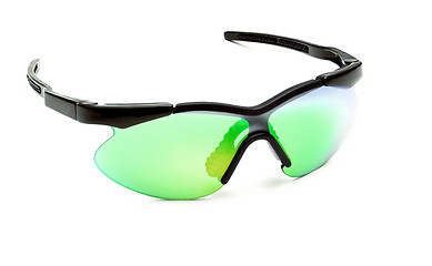 Image showing Plastic sunglasses with green glass