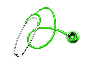 Image showing green Stethoscope isolated on a white background