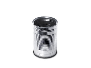 Image showing Empty open tin can without label isolated on white.