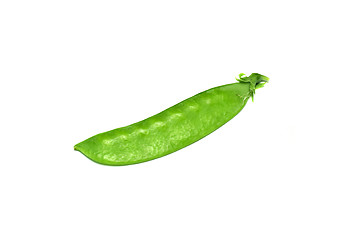 Image showing fresh green peas isolated on a white background. Studio photo