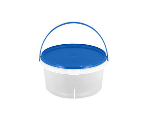 Image showing An full, plain, plastic blue bucket. With clipping path.