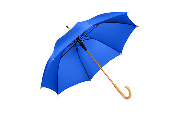 Image showing Studio Shot of Classic Blue Umbrella Isolated on White