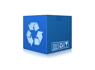 Image showing blue box represents recycling isolated on white