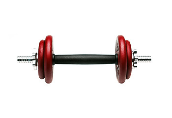 Image showing Chromed fitness exercise equipment dumbbell weight