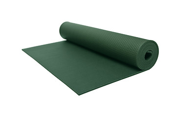 Image showing Rolled Green Yoga Mat Isolated on White with a Clipping Path.