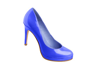 Image showing blue medium heeled shoe isolated
