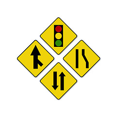 Image showing Set of variants Sharp traffic road sign isolated