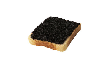 Image showing Black caviar sandwich