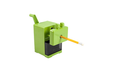 Image showing Colorful pencil sharpener with a pencil