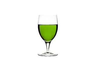 Image showing Glasses with alcohol. White background. Studio shot.