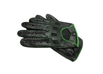Image showing black gloves with green cover isolated on white