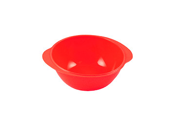 Image showing Red plastic bowl on white background