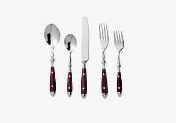 Image showing Fork, spoon and knife, isolated for site