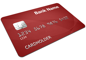 Image showing Red credit card isolated over the white background