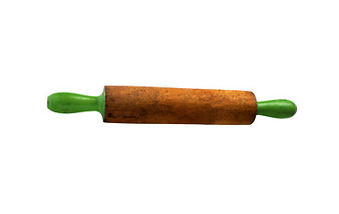 Image showing Wooden rolling-pin for dough isolated