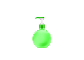 Image showing green plastic spoon bottle isolated on white