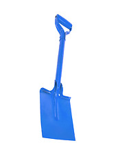 Image showing blue shovel under the white background