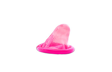 Image showing Close up of pink condom