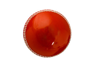 Image showing Cricket ball, isolated on white. Classic red leather.