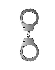 Image showing Steel metallic handcuffs isolated on white background