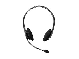 Image showing headphones with a microphone on white