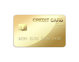 Image showing Gold credit card isolated over the white