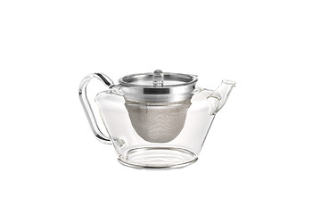 Image showing Glass teapot on white background